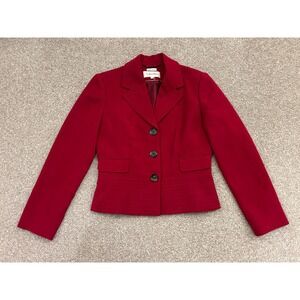 Calvin Klein Blazer Womens 2 Red Excellent Stretch 3-Button Structured Jacket